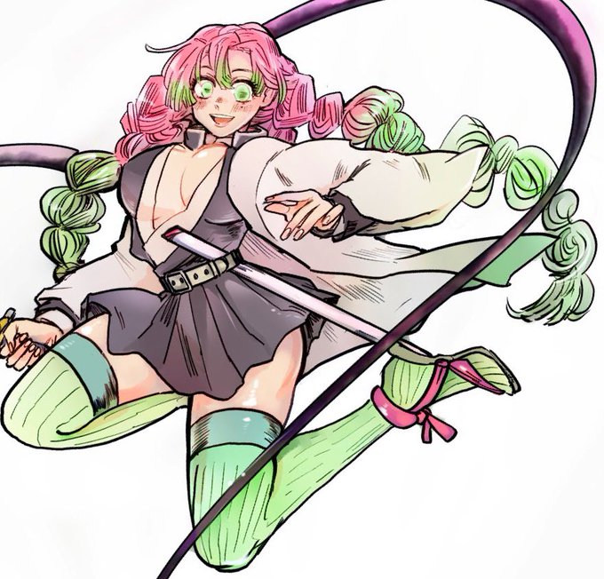 お砂糖サトウさんがTwitterに投稿した甘露寺蜜璃(鬼滅の刃)のイラスト。