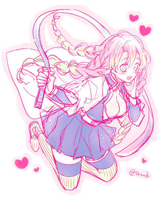 七都サマコ@10/22から新連載さんがTwitterに投稿した甘露寺蜜璃(鬼滅の刃)のイラスト。