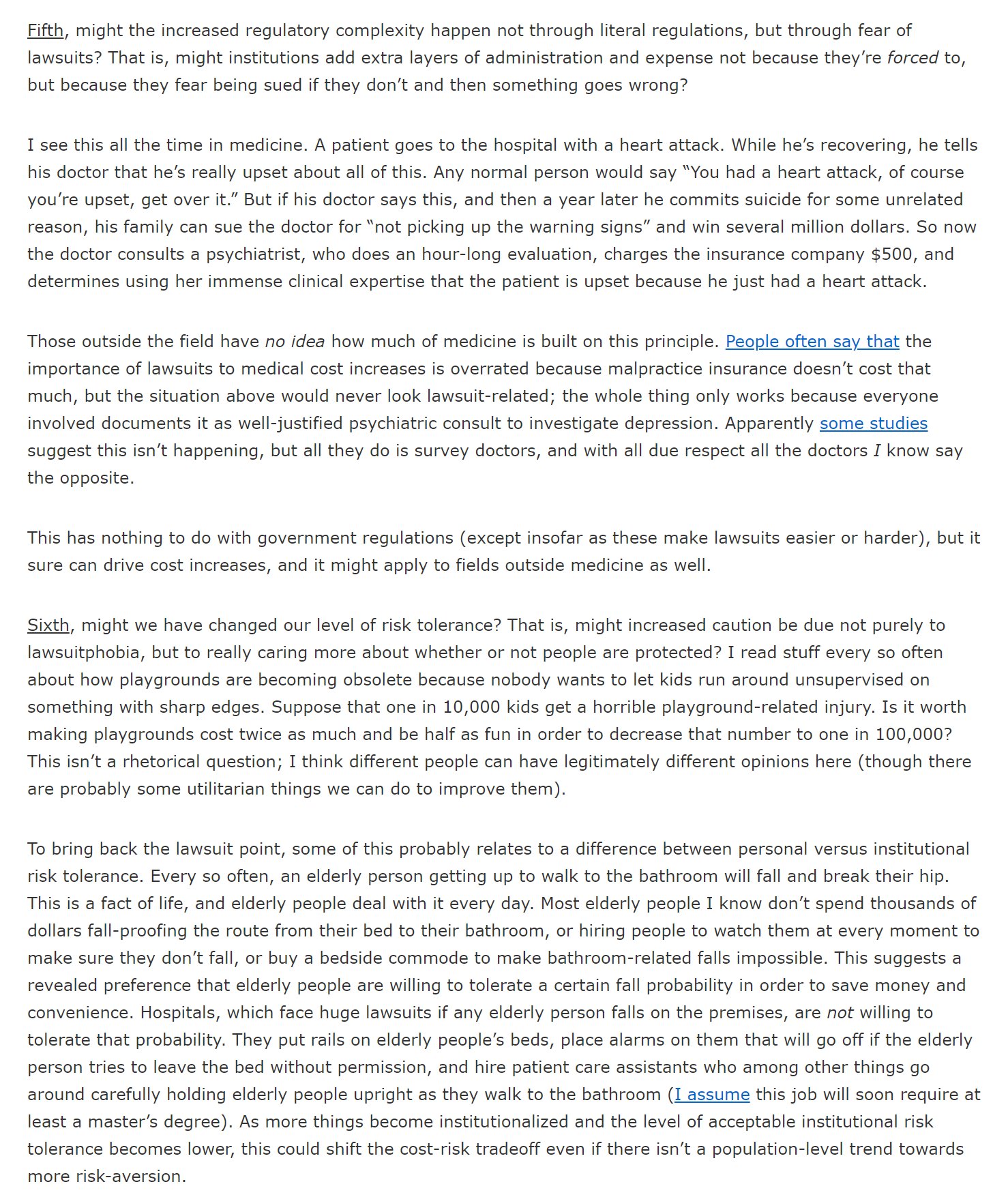 Screenshot form Scott essay explaining how costs will rise because a cost can be added