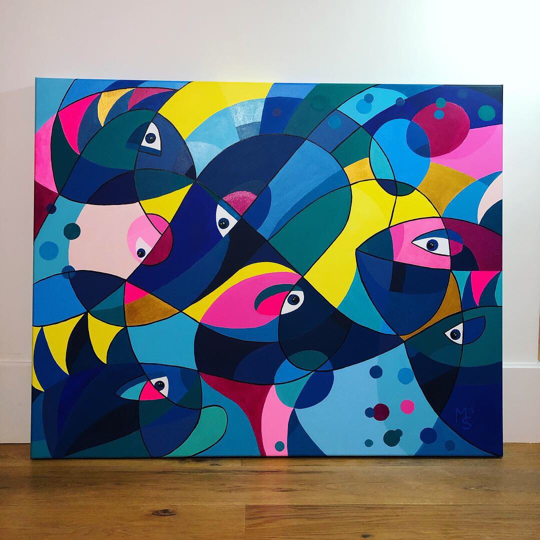 SentjesArt's tweet image. Wow, this explosion of color and forms flowing is ready to move to another home. It has been on my livingroom wall for some days now, i have enjoyed it a lot, and it has been labeled ‘finished’. In a few hours it will be on my art site (sentjes.nl) for sale.