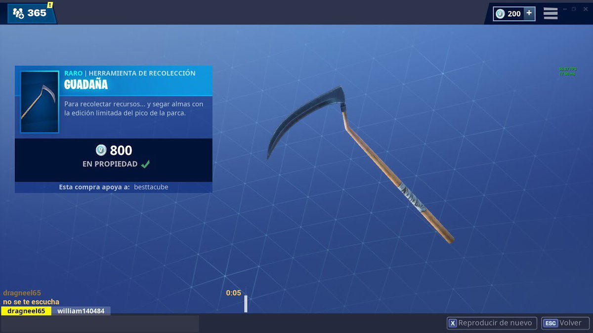 FortniteEsp_'s tweet photo. 🎁¡SORTEO DE GUADAÑA!🎁

⭐️REQUISITOS:

🔴Seguir canal Twitch: https://t.co/qvItLv5ZVc

🔺Dar RT

⭐️Termina en 4 horas (Ganador en directo) https://t.co/WfHxi17uK8
