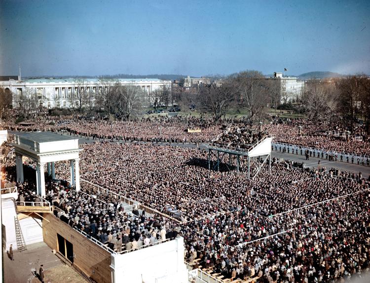 Inauguration of U.S. President Harry S. Truman on this date January 20 in 1949. Photo by AP.