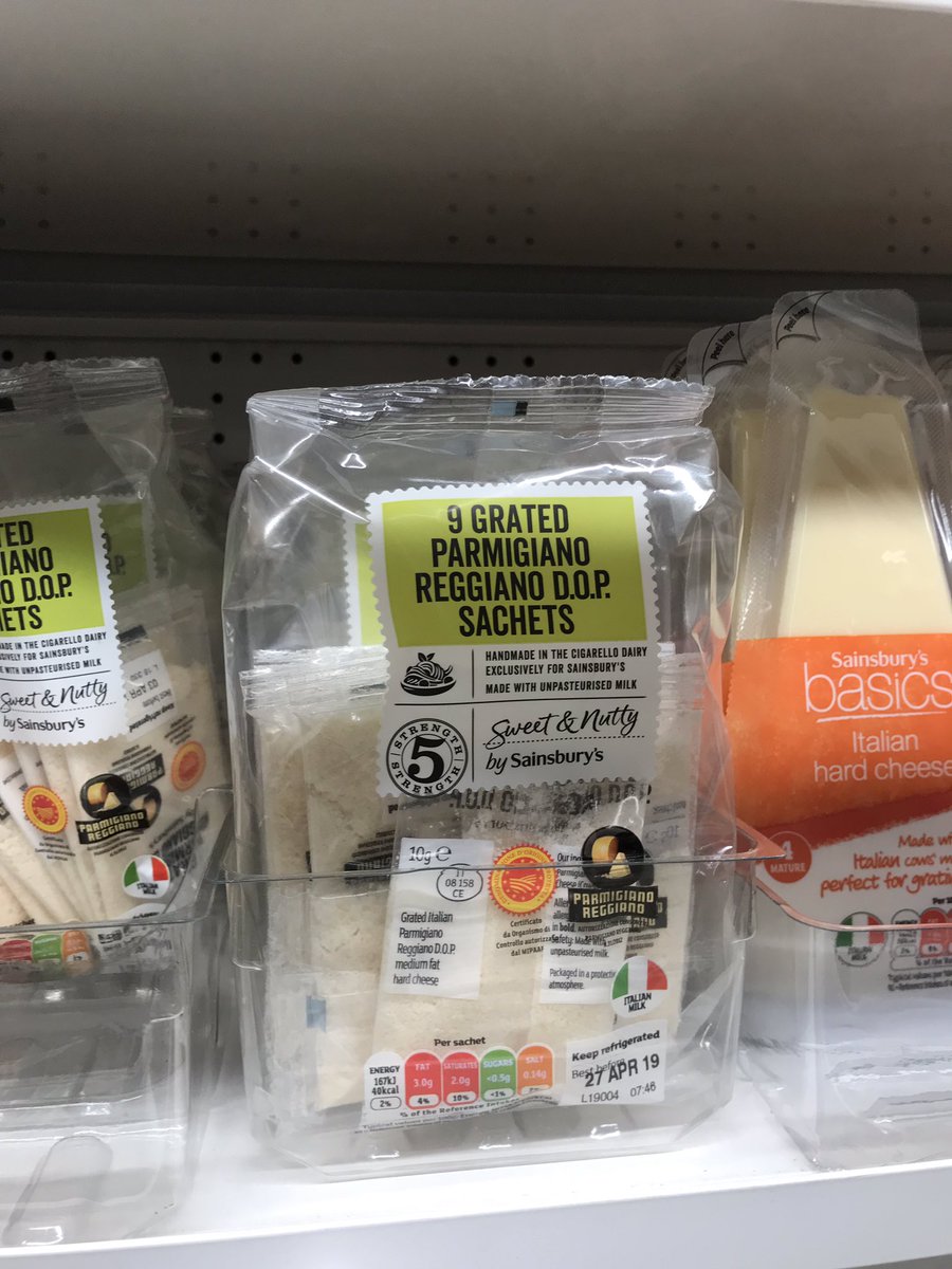 AlexFTownsend's tweet photo. @sainsburys both us and you want to reduce our plastic waste so why do you sell this? A plastic packet of 9 individually packed plastic sachets of Parmesan! #plasticpollution https://t.co/n63kiXKrEV
