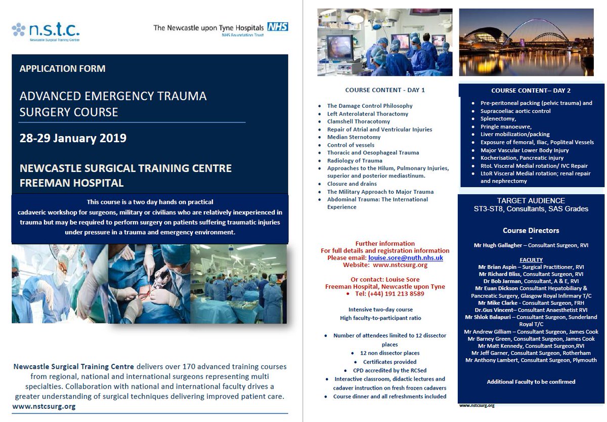 Got some last minute study leave to take? This cadaveric trauma course on 28 & 29th January in Newcastle looks like a great bet, and now discounted!  @ACPGBI @NCBDresearch