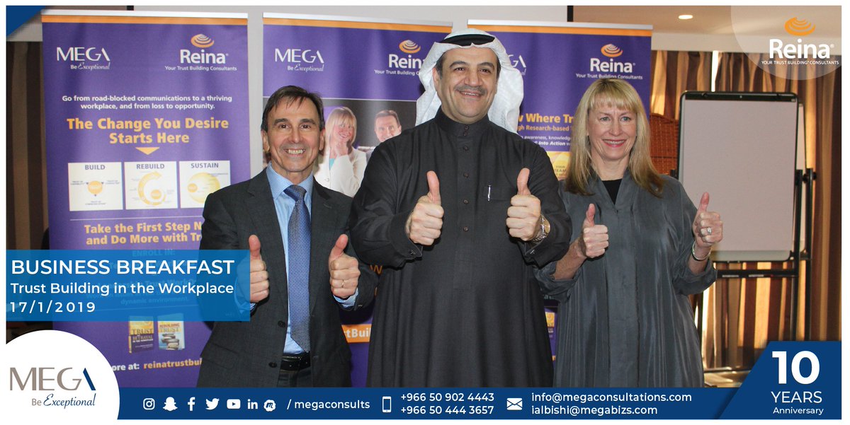 megagroup_sa's tweet photo. Dr. Dennis Reina and Dr. Michelle Reina, co-founders of Reina Trust Building Consultancy are finally in Riyadh with Dr. AbdulHai Megdad, founder of MEGA Consultation to introduce a new program in the MENA "Trust Building Certification" #Trust_building #Organizational_behavior https://t.co/EhqyCiCYbJ