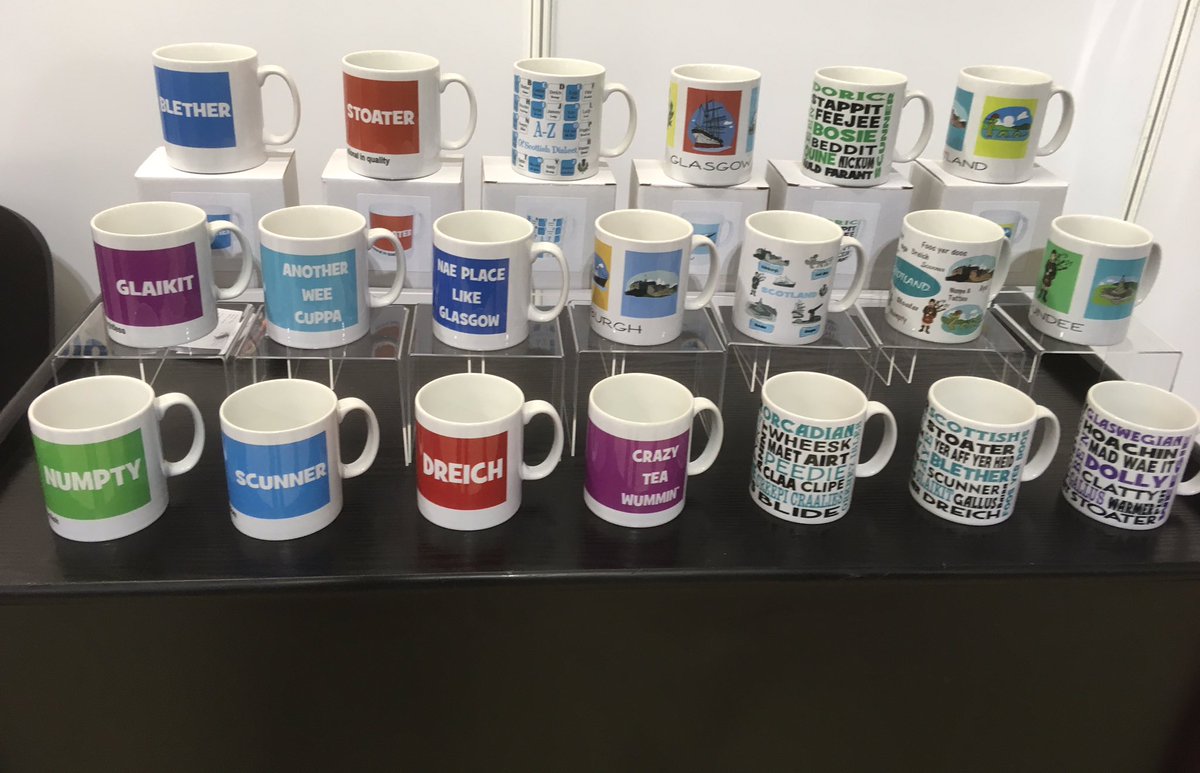 charactershop's tweet photo. Scottish dialect and places mugs on stand k37 @ScotTradeFair https://t.co/QHQ7AglAI9