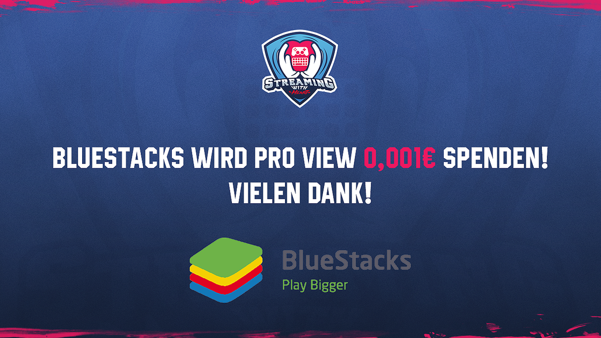 NEWS! Für jeden Aufruf auf den Streaming with Heart Kanal während #Streamingwithheart2019 spendet <a href="/BlueStacks_DE/">BlueStacks_DE</a> 0,001€!
Das heißt allein dadurch, dass ihr den Stream seht, wird Geld gespendet!

twitch.tv/streamingwithh…