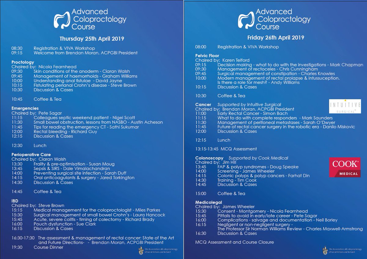 It's that time of year again, the ACPGBI Advanced Coloproctology Course is taking place on the 25 &amp; 26th April. Pop in in your diaries. 
Free place (one time only) for those with 2 years ACPGBI membership.