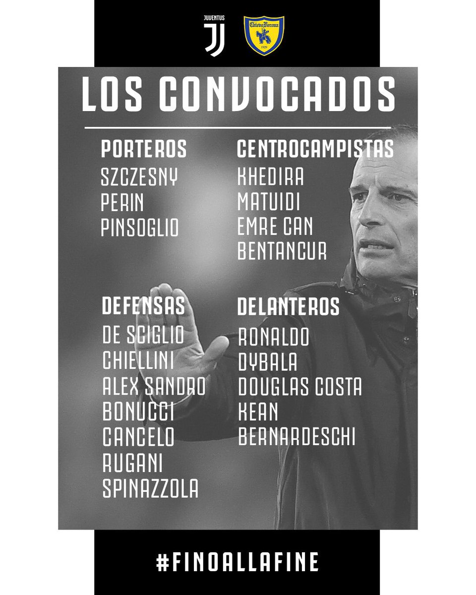 📝 #JuveChievo: los convocados para el ‘Monday Night’ en el Allianz Stadium 👇
#ForzaJuve