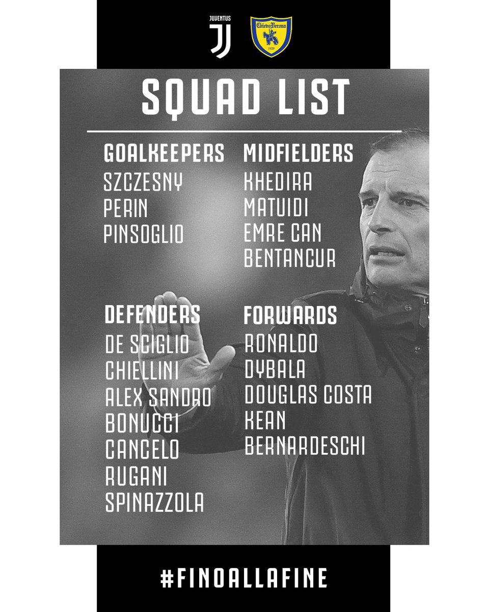 ๐ Inilah skuat Bianconeri untuk pertandingan @SerieA pertama tahun 2019 ๐
#JuveChievo #FinoAllaFine #ForzaJuve
