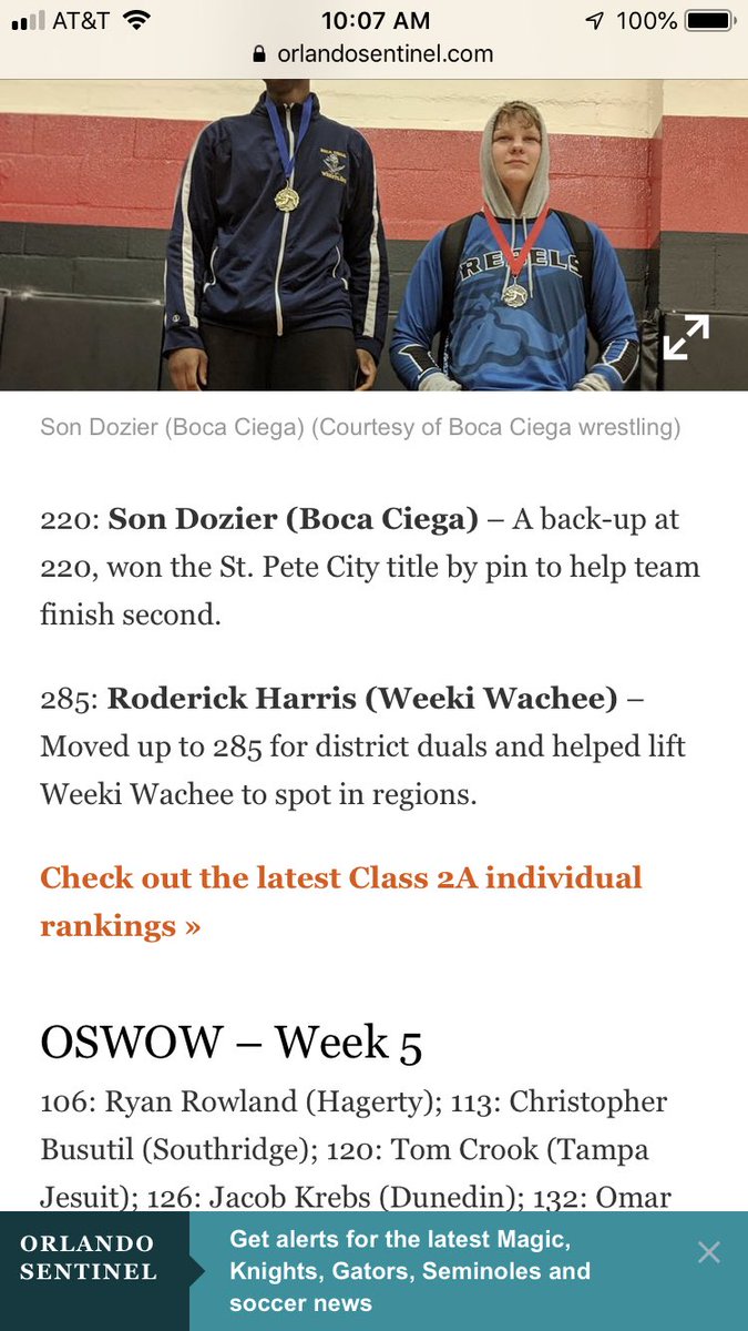 CoachGiga's tweet image. @Roderic44672113  was the Orlando Sentinel state wide wrestler of the week at HWT for district and regional duals. #RHECB #WAR