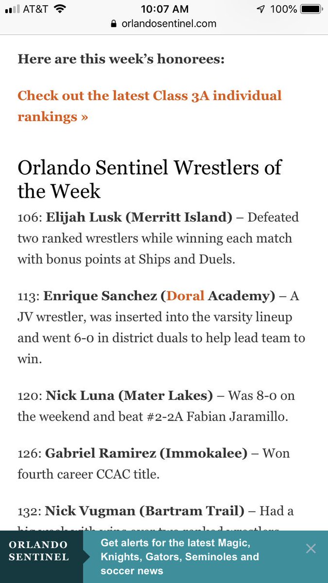 CoachGiga's tweet image. @Roderic44672113  was the Orlando Sentinel state wide wrestler of the week at HWT for district and regional duals. #RHECB #WAR