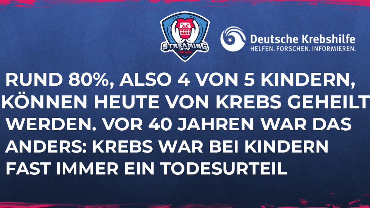 Rund 80 Prozent, also 4 von 5 Kindern, können heute vom Krebs geheilt werden. Vor 40 Jahren war das anders: Krebs war bei Kindern fast immer ein Todesurteil.
  
#DailyfactaboutCancer #Streamingwithheart2019