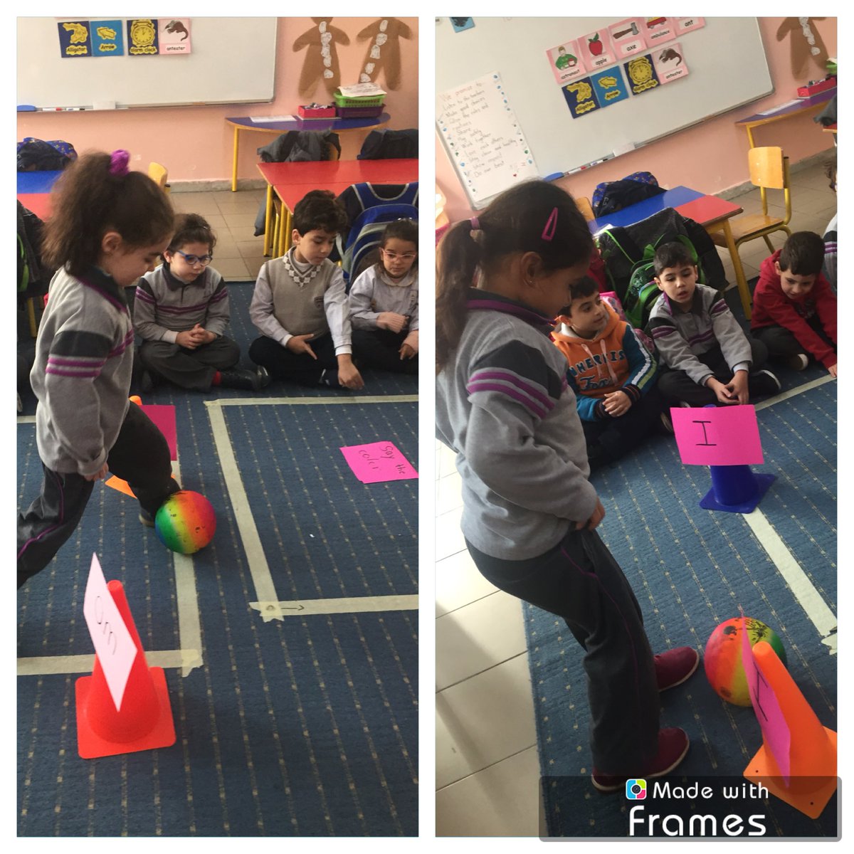ghina_jomaa's tweet photo. KG3E learners enjoyed playing with the football to read the “ l am a...” sentence & describe the color of each animal. #HFW #fun #learning_through_fun @DawhaHighSchool @FThaalby @emankhashoun https://t.co/XWUBcPfQB4