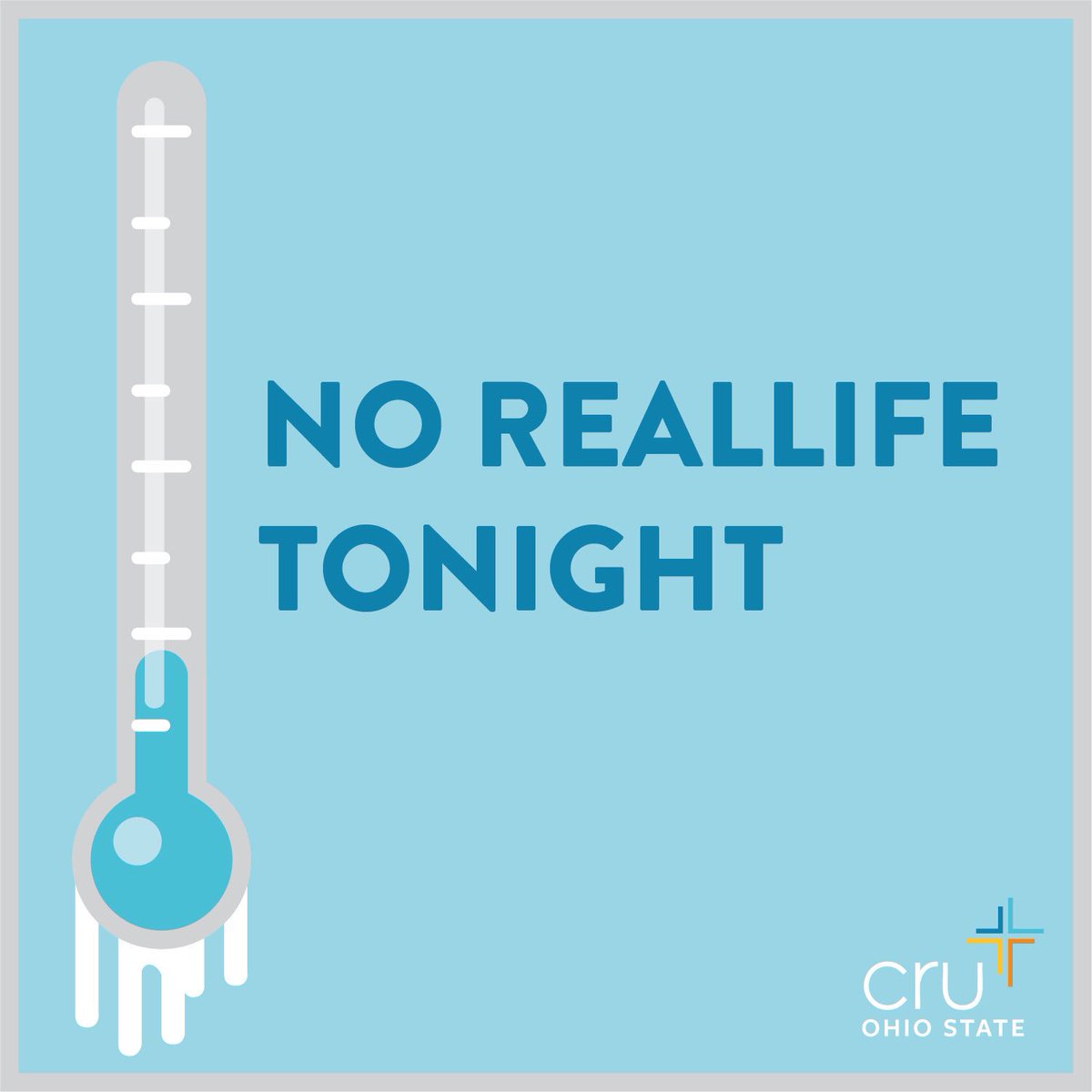 cruohiostate's tweet photo. Due to very cold temperatures there will be no RealLife tonight. They are calling for a -20 wind chill tonight.  This gives us an opportunity to step back, rest, and connect with our friends, families and housemates. Stay warm and stay safe tonight and we'll see you next Sunday! https://t.co/DrIxzASVQr