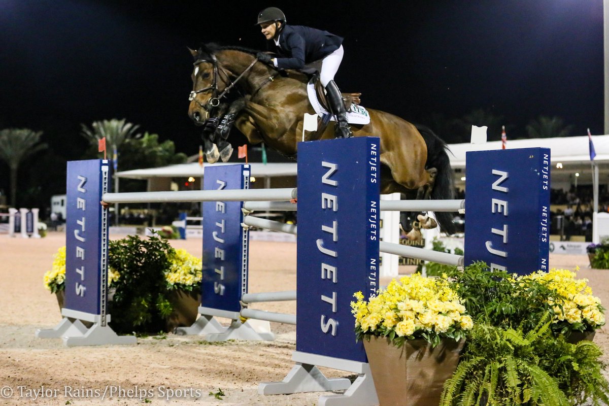 PhelpsSports's tweet photo. Did you miss last night's first @FEI_Global grand prix of @ESP_WEF?! #PhelpsSports has you covered! Find out how Mario Deslauriers and Amsterdam 27 secured the win in the $72,000 @NetJets Grand Prix CSI2* here: https://t.co/6Li346DH4L #WEF2019 https://t.co/7V1b8tpzC1