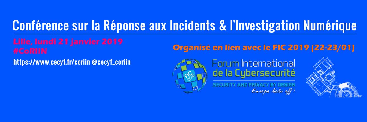 #CyberSécurité: En avant à #Lille pour participer à #CoRIIN2019 (Conférence sur la réponse aux incidents et l'investigation #Numérique) du @Cyber_FR le 21 janvier 2019 ainsi qu’au #FIC2019 (@fic_fr) (Forum International de la CyberSécurité les 22 & 23 janvier 2019