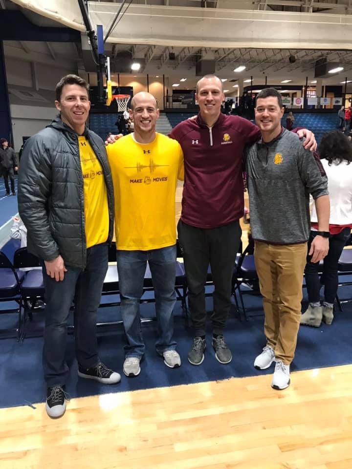CoachWieckUMD's tweet photo. From Kirkwood roommates to lifelong friends. I talk to these guys everyday. So awesome to have these guys support a Bulldogs win in St. Paul this weekend. Drove up from MO & IA through snow. #KWood #MillerAve #JohnsonHall
@CoachWags33 @dp1109 @KirkwoodMBB
@bpetersen22 https://t.co/n9hj5N5qRS