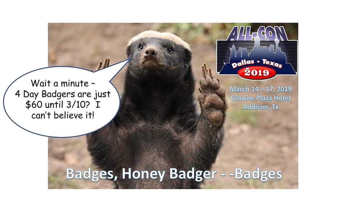 ALL-CON - Save $9.95 when you buy in advance! Badges are pretty inexpensive anyway ($60 online for ALL FOUR DAYS!) but there's no point in paying full price when you don;t have to. Everyone likes a bargain. Get yours today. ALL-CON.com/shop #ALLCON