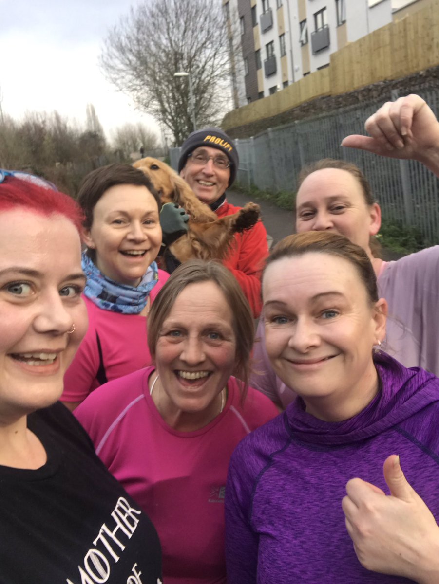 Justinemclayton's tweet photo. This lot did their first 5k without stopping, couch to 5k in just 3 weeks! 💪 v proud. @ThisGirlCanUK @SASPsomerset  @REDJanuaryUK #movemore #compasschuggers welcome to @Lady_M_Church dad too joining us at grand age of 70! https://t.co/xfJgHQumoe