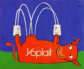 Cette stratégie consiste à mettre en scène des individus se réjouissant à l'idée d'être exploités et dévorés ; voire se découpant tout seuls, car on n'est jamais si bien servi·e que par soi même, n'est-ce pas ? Exemples d'hier :