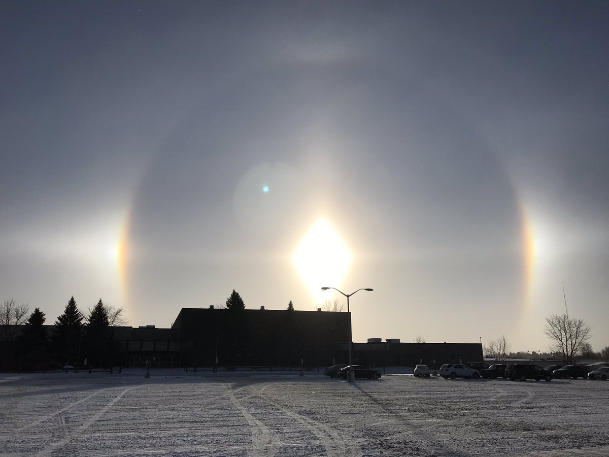 DMS science teacher,Jody Kosiara, took this amazing pic of a “Sun Dog” over DHS this morning! #naturalphenomena