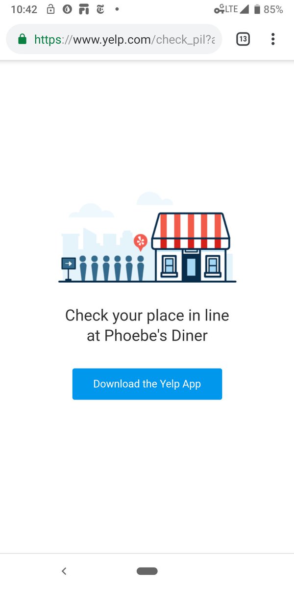 mflo's tweet photo. No Yelp, I'm not going to install your app simply to see my spot in line. Provide me the information and then tell me why I need the app https://t.co/H3gaNRUX6z