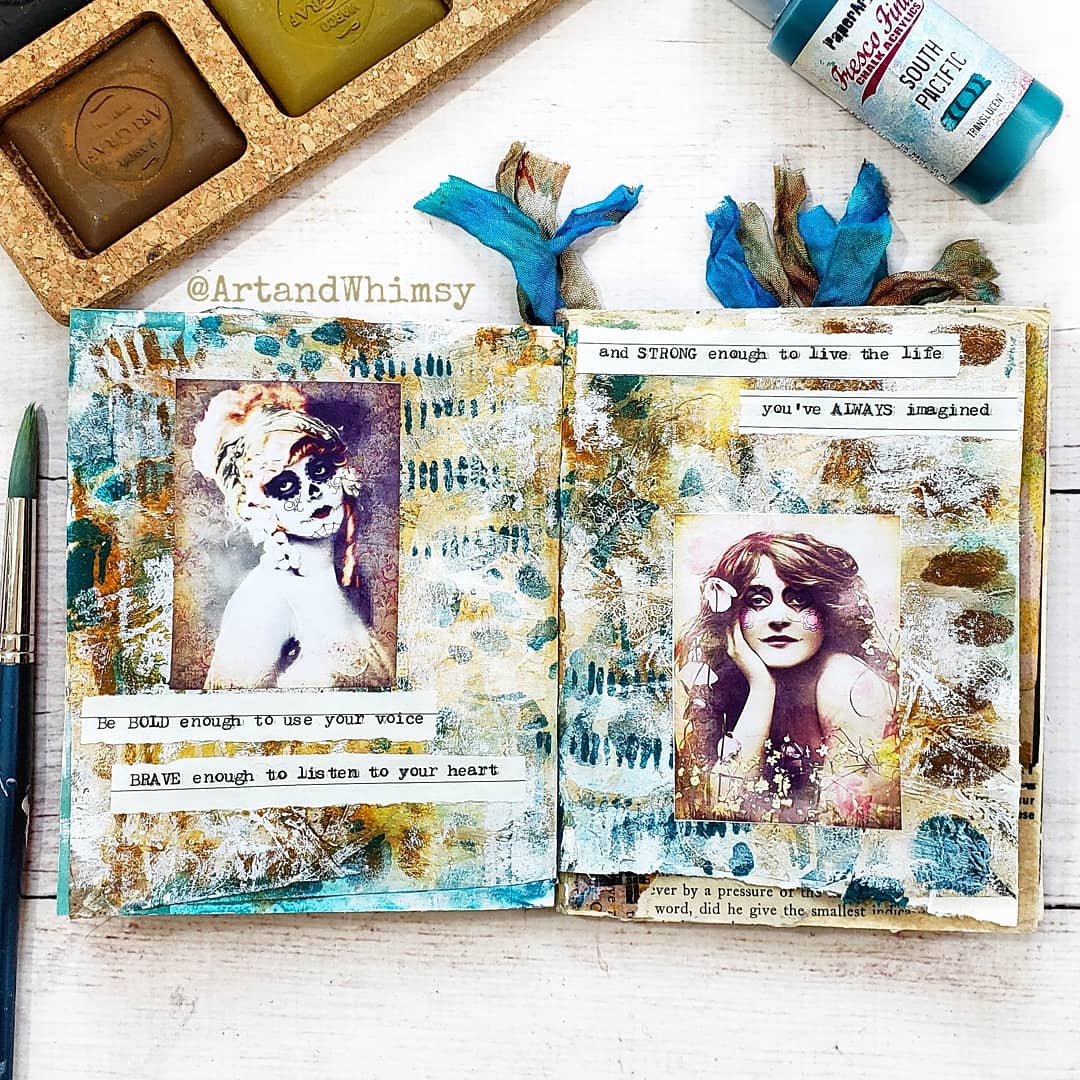 artandwhimsy's tweet photo. "Be bold enough to use your voice, Brave enough to listen to your heart, And strong enough to live the life you've always imagined."
•
•
#ColorfulMessMaker
#mixedmedia #artjournal
@stencilgirl https://t.co/ts4TjKCBP1
