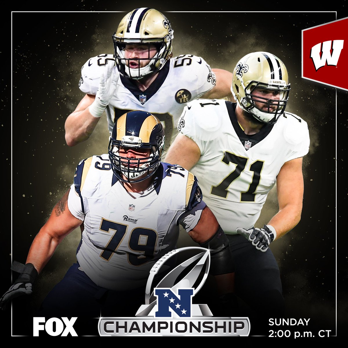 It's like choosing a favorite child We just can't do it... Good luck to @RyanRamczyk1, @VinceBiegel and @robhavenstein78 as they face off today in the NFC Championship #OnWisconsin