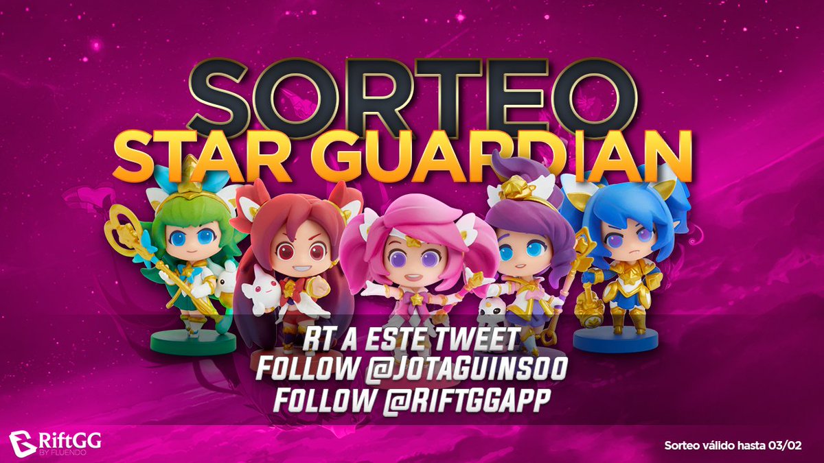 JotaGuinsoo's tweet photo. 💫 SORTEO PACK de STAR GUARDIANS 💫 https://t.co/dptbS6W4wA

Da RT al tweet.
Sigue a @RiftGGApp 
Sigue @JotaGuinsoo 

¡LISTO!¡MUCHA SUERTE! https://t.co/v3tqdvWmtz