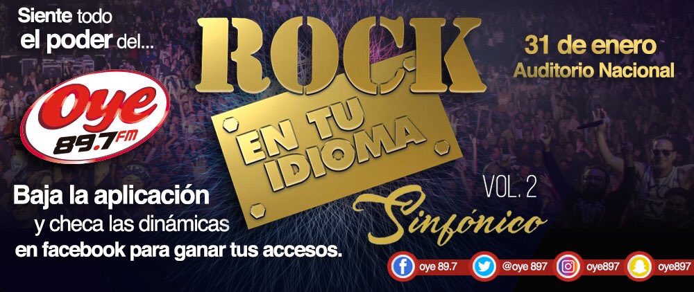 A 10 días de disfrutar de @RockEnTuIdiomaS  en el <a href="/AuditorioMx/">Auditorio Nacional</a>‼️ 

Aún tenemos accesos muy pendientes a #Oye89👂🏻🎶🎶🎶👂🏻
