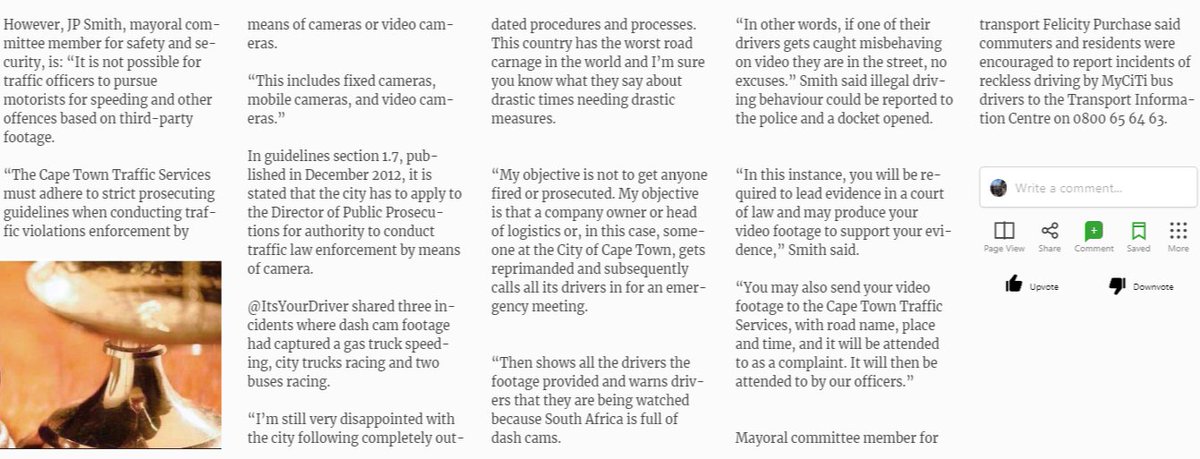 ItsYourDriver's tweet photo. BREAKING: Yes we made it into the Weekend Argus thanks to @shanicey 👍Let the discussion about using Dashcam footage for prosecution begin and not end until we rid the City and SA of outdated &amp; useless legislation! Please join in @FatalMoves @Dashcampros @alanwinde @CHunsingerMP https://t.co/g7ywtUbRWk
