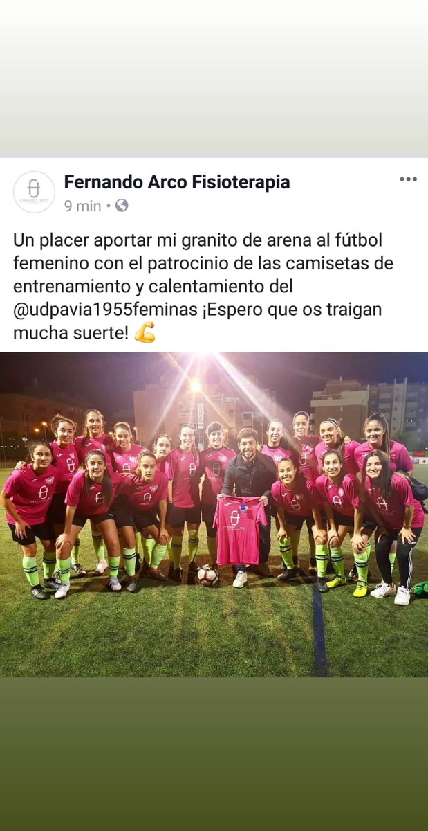 UDPAVIAFEMINAS's tweet photo. Gracias a Pescados Juan Eloy y a Fernando Arco Fisioterapia  (@Arcadamuz ) por el apoyo y patrocinio. Todo nuestro esfuerzo ira tambien por vosotros. 

#Crecemosjuntas #Unidasmasymejor #PavíadaAlegrías https://t.co/LByEPazr38
