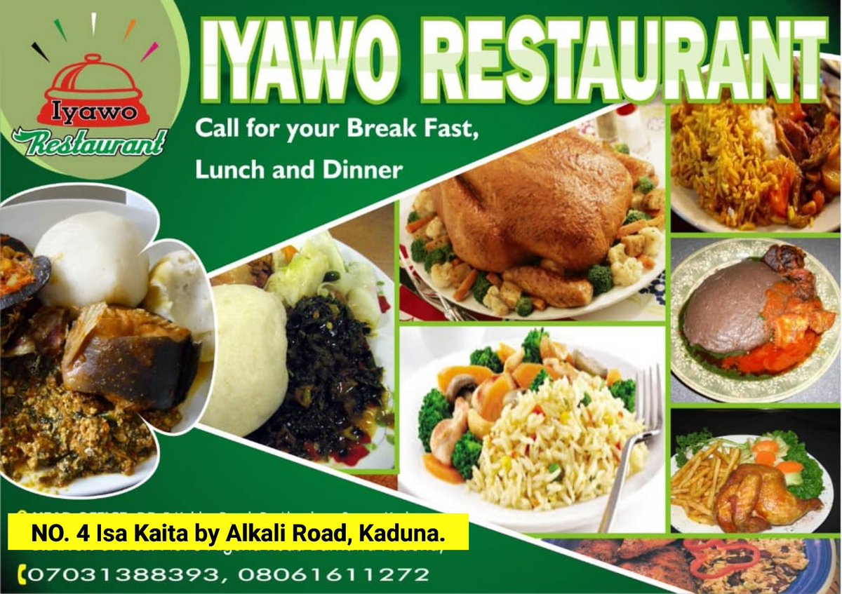Iyawo Restaurant is opening a new branch tomorrow at No. 4 Isa Kaita by Alkali Road Kaduna.
Time: 10am.
NB: The First 20 people will get a FREE meal & Drink of their choice!!!