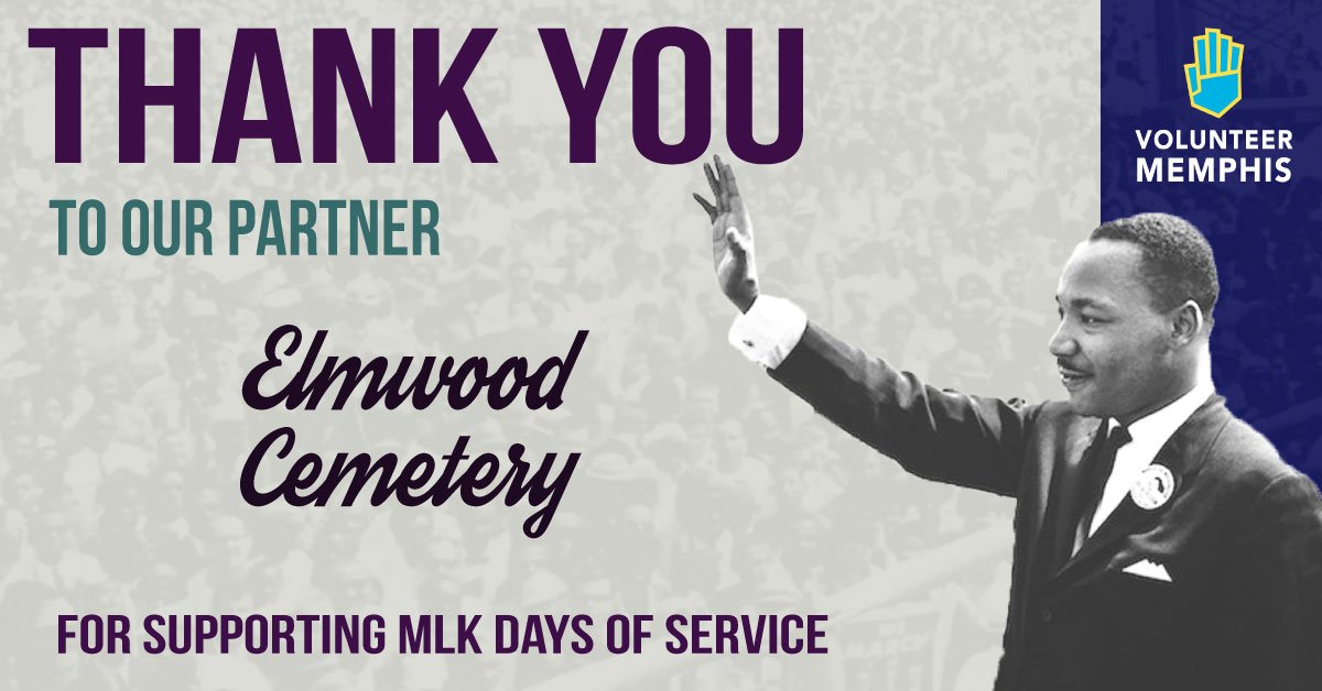VolunteerMEM's tweet image. THANK YOU to 2019 #MLKDaysOfService partner @ElmwoodCemetery for joining the #community effort to celebrate and honor Dr. Martin Luther King Jr.’s legacy with a weekend of community service projects in #Memphis.