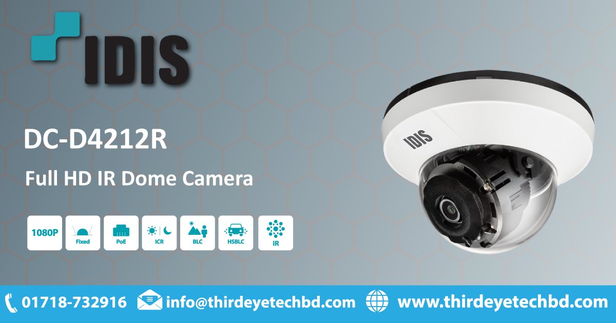 IPCamerabd's tweet photo. Third Eye Tech
 eMail:info@thirdeyetechbd.com
 https://t.co/Esjsp6m30V
 Phone:+8801918-545118
 Brand:IDIS
 Model:DC-D4212R
 Type:Full HD IR Dome Camera
 Made In Korea 
 #IDIS #DC-D4212R#IDIS Bangladesh https://t.co/T5qcDURuLp