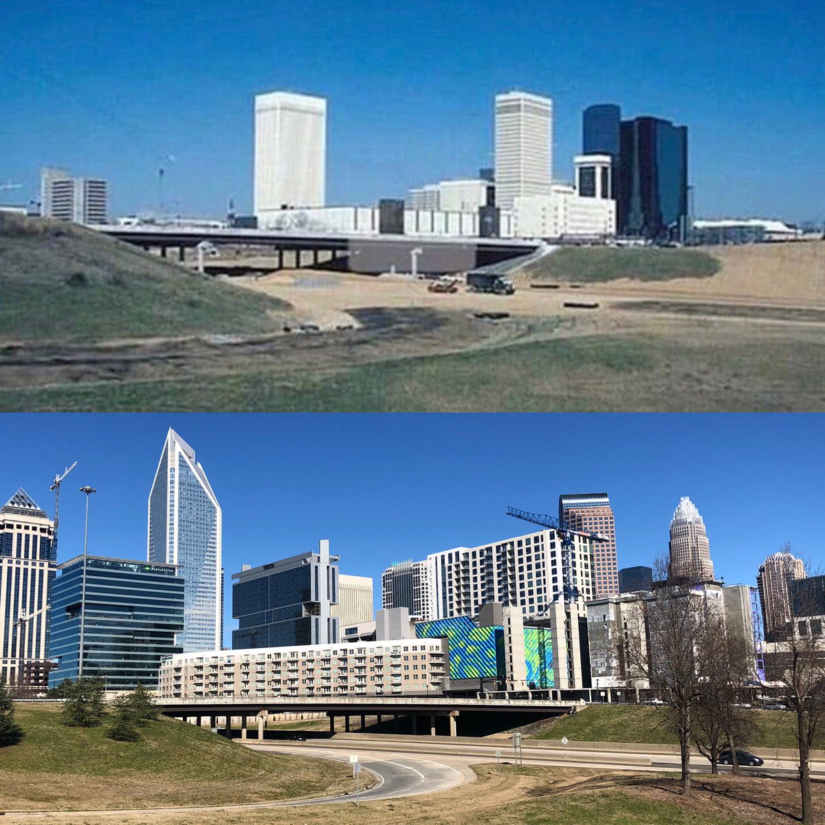 35 years of change is absolutely staggering. #Charlotte #Skyline <a href="/charlotteagenda/">Charlotte Agenda</a> <a href="/theobserver/">The Charlotte Observer</a> <a href="/CBJnewsroom/">Charlotte Business Journal</a> <a href="/CharlotteUSA/">charlotte queen of the USA</a> <a href="/clt_alliance/">Charlotte Regional Business Alliance</a> <a href="/CLTgov/">City of Charlotte</a> <a href="/CLTCenterCity/">Center City Partners</a> <a href="/CLTMayor/">Mayor Vi Lyles</a>