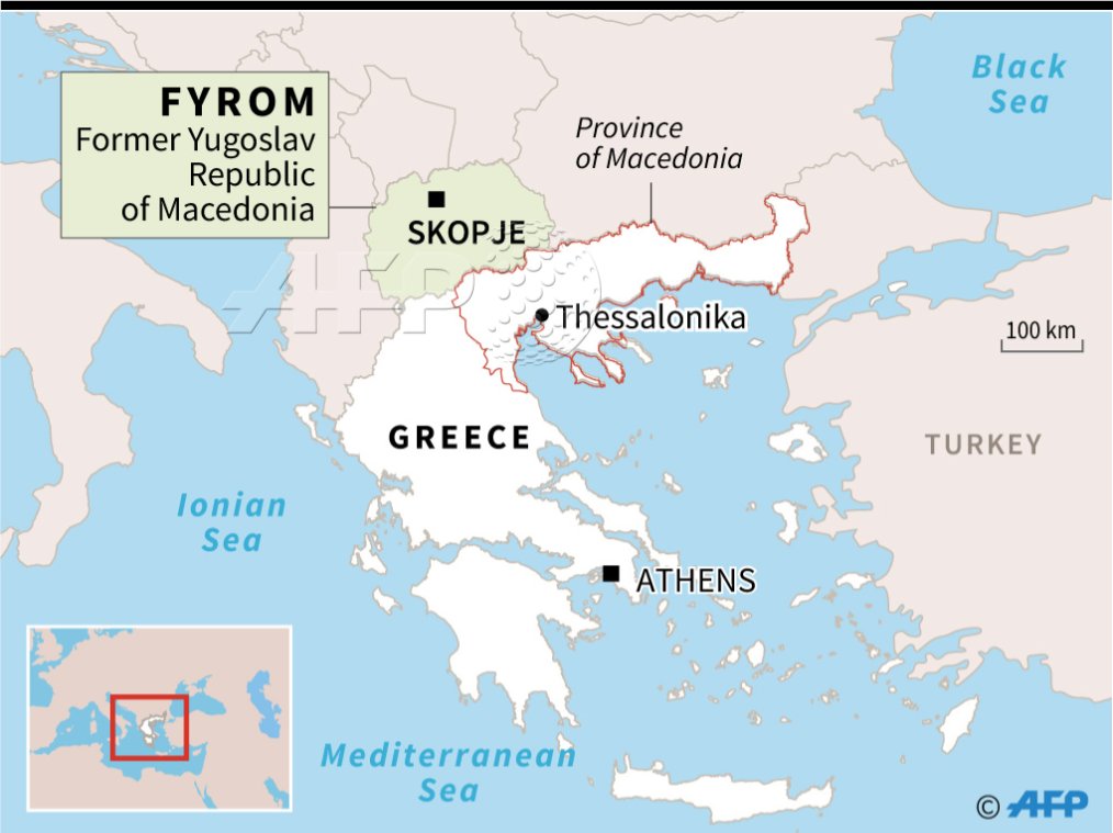 Map Showing The Greek Province Of Macedonia And The Former Yugoslav Republic Of Macedonia Which Could Change Its Name To Afp News Agency Scoopnest