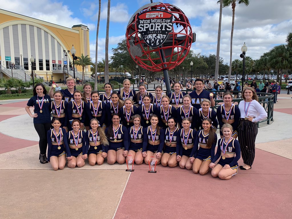 Congrats to <a href="/NAU/">NAU</a>Cheer on winning the Premiere All-Girl World Championships and finishing 1st place overall in the All-Girl Team category at the University World Cup Championships!

Awaiting results for @NAU Dance who advanced in both the jazz and hip hop finals! #NAUStrong⚒🌲💪
