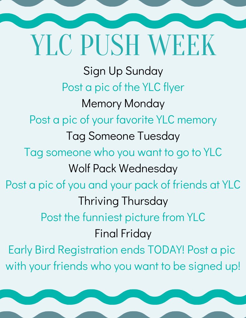 HAPPY YLC PUSH WEEK!!! Everyone get pumped and signed up if you haven’t already!!