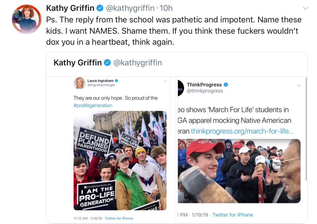 Twitter allows blue-checkmark liberals to threaten Covington Catholic High School kids