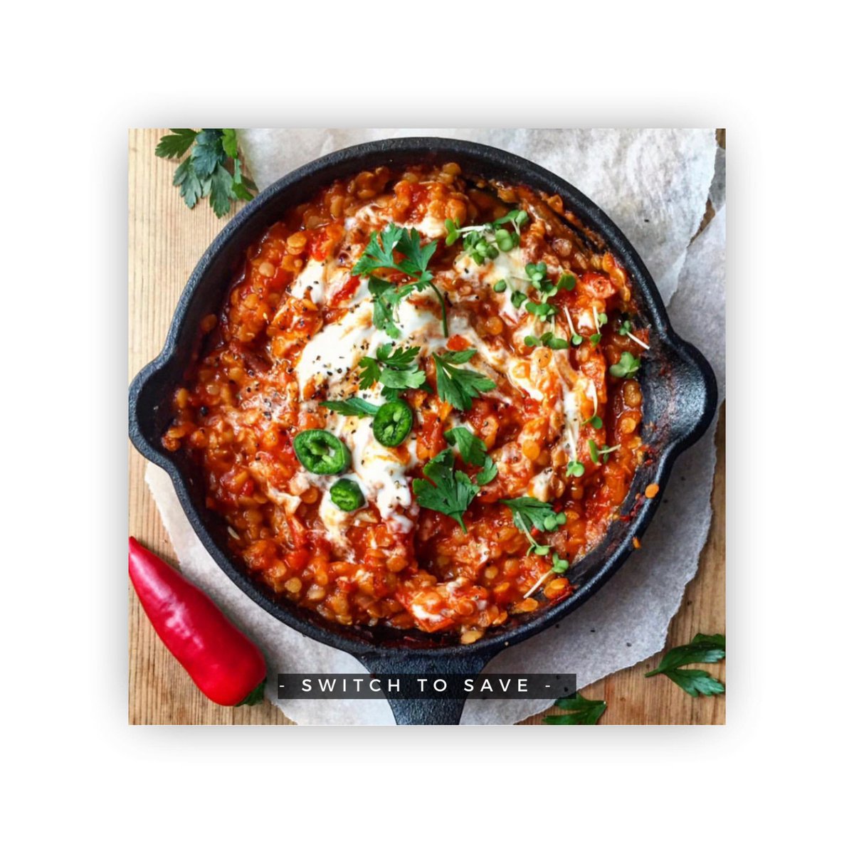 TheGutHealthDoc's tweet photo. Latest stats are out showing that our love of 🥩 is hindering the 🌍
Up for a challenge?
⬇️ meat intake <100g/day will ⬇️ your carbon foot print by over 20%.
SWITCH half the mince in ur bolognese recipe with lentils &amp; SAVE 49% of your meal’s carbon foot print 
📸 @LucyandLentils https://t.co/AGeWPtrBbt