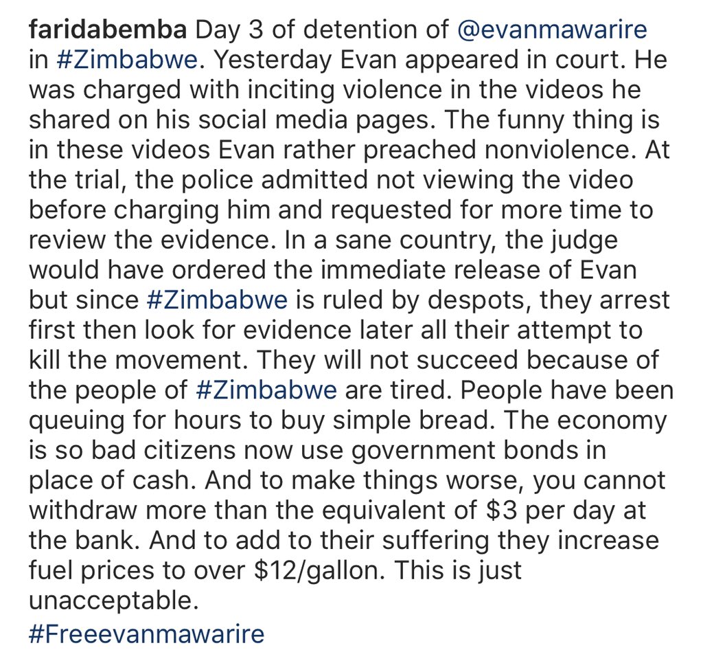 #FreeEvanMawarire #FreePastorEvan How can a man that was calling for peaceful protests be charged for inciting violence In the same videos he clearly stated this were peaceful protests? The African Union should call the Zimbabwean government to order.