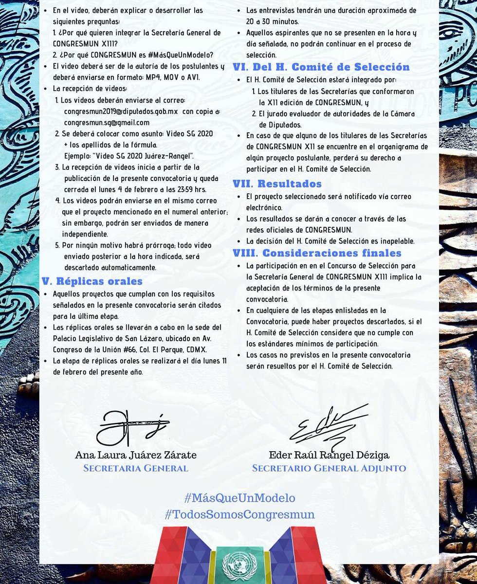 CONGRESMUN_XII's tweet photo. Ha llegado el momento de buscar a la próxima Secretaría General del Modelo de Naciones Unidas más importante de México.

Queda abierta la Convocatoria para la SG de CONGRESMUN XIII, deseamos mucha suerte a todos los interesados.

#MásQueUnModelo
#TodosSomosCongresmun
#CONGRESMUN https://t.co/FJvr0o1NOz