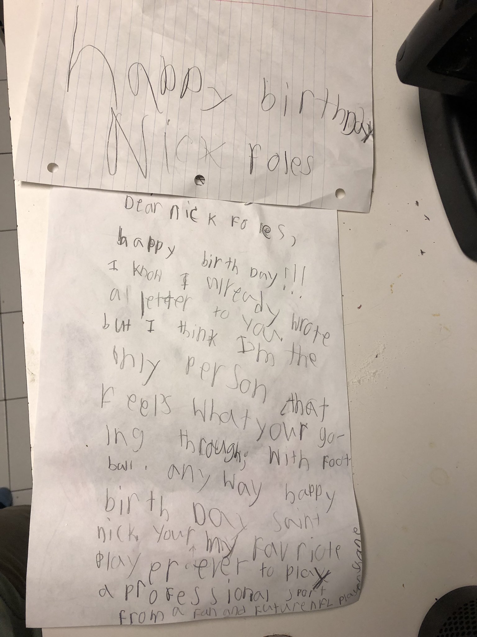 Dear Nick Foles ,
A Very Happy Birthday to you from a huge (little!) fan! All the best! Thank you! 