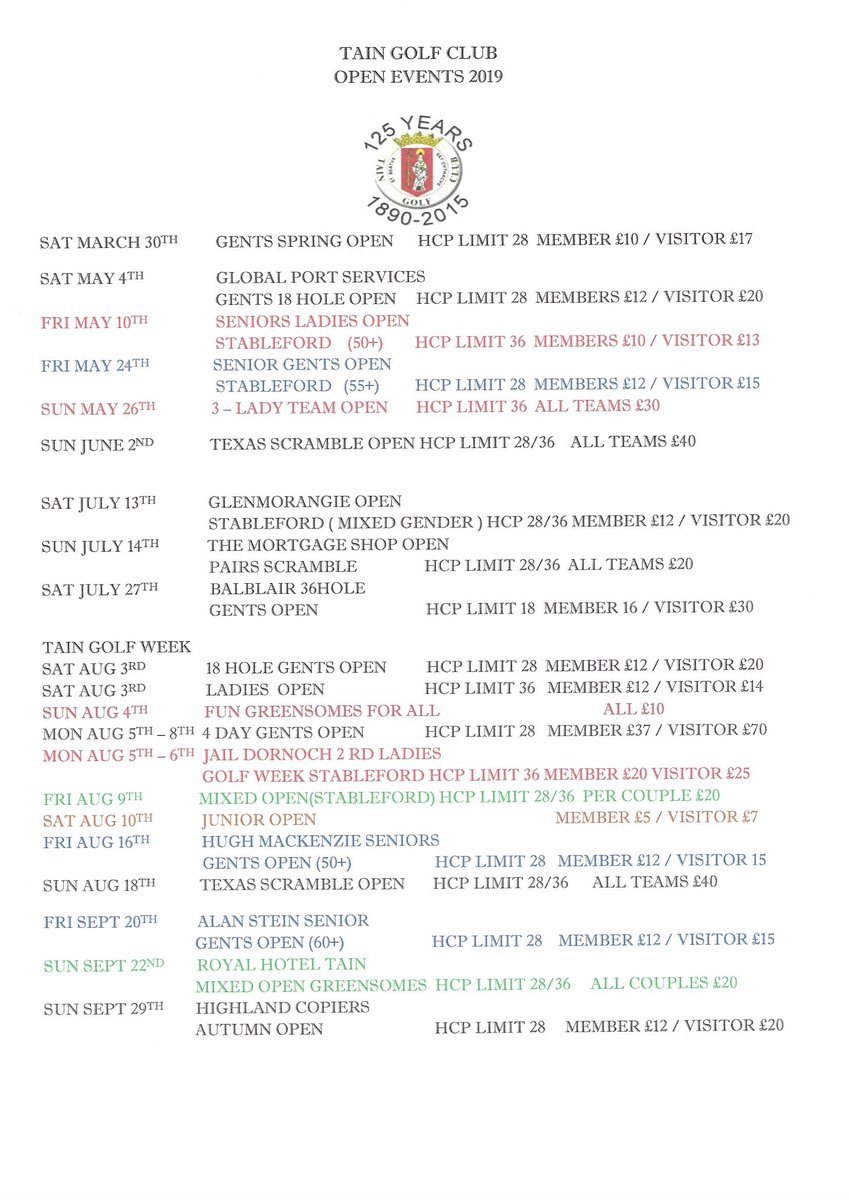 TainGolfClub's tweet image. Here is an early peek @TainGolfClub Open events 2019