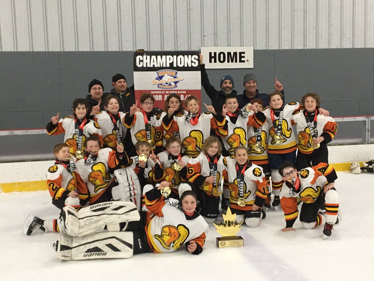 Sensplex's tweet photo. Congratulations to the Ottawa West Golden Knights our Major Atom B Champions!!! #BlazersCWC19 https://t.co/6HNDANHvsJ