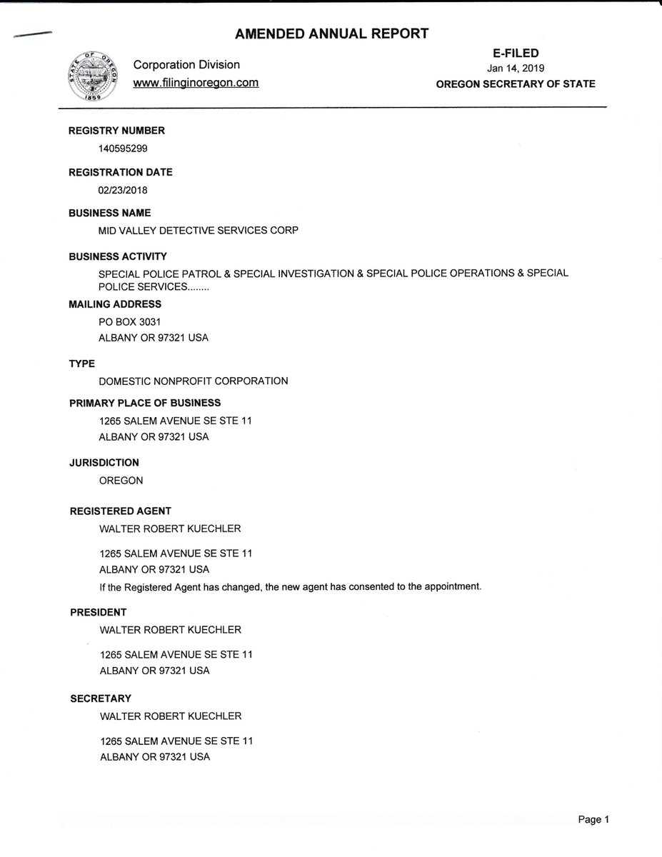MidServices's tweet image. The Legal Documents in this post are real from the Oregon Secretary Of State Corporation Division in Salem Oregon and they belong to the Mid Valley Detective Service's....
