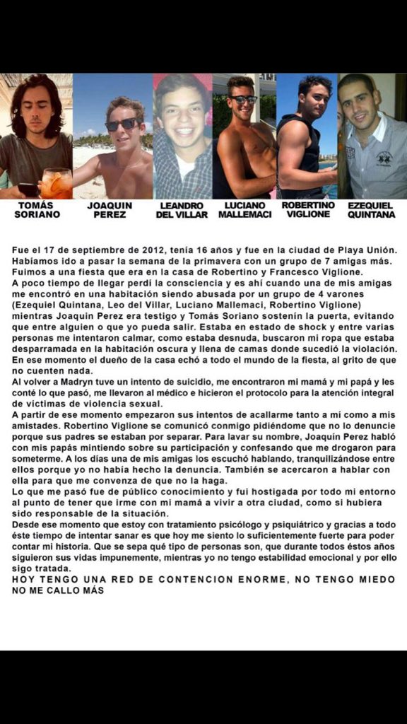 Luciamgz's tweet photo. Un caso híper conocido en madryn, me asqueo y me da vergüenza lo que pensé en ese momento. Hoy aplaudo a la piba por tener la fuerza de traer este recuerdo y espero que esta vez si se haga algo al respecto https://t.co/ieBM49tyWq