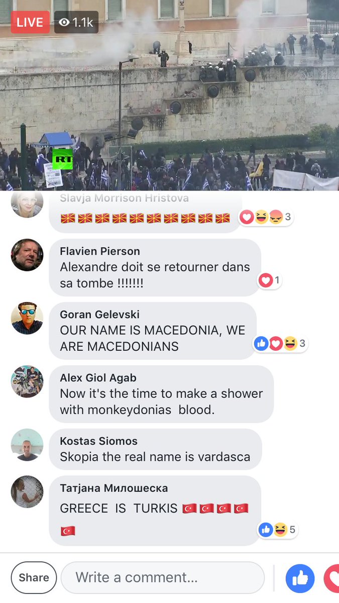 'Kill the #Slavs' 'It's the time to make a shower with monkeydonias blood' 'Burn the #Jews' were some of the phrases coming out of today's protest in Athens, #Greece against #Macedonia. We vehemently condemn this rhetoric & urge Greece's authorities to also join us in condemning.